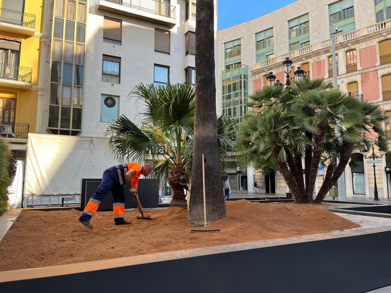 El gobierno mejorará la plaza de la Paz sustituyendo el césped artificial por natural y plantará en torno a 500 flores de temporada