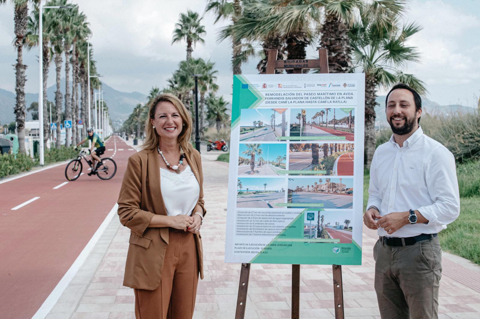 Carrasco anuncia una segona fase d'actuació amb nous serveis en el passeig Ferrandis Salvador convertit ja en icona del litoral de Castelló